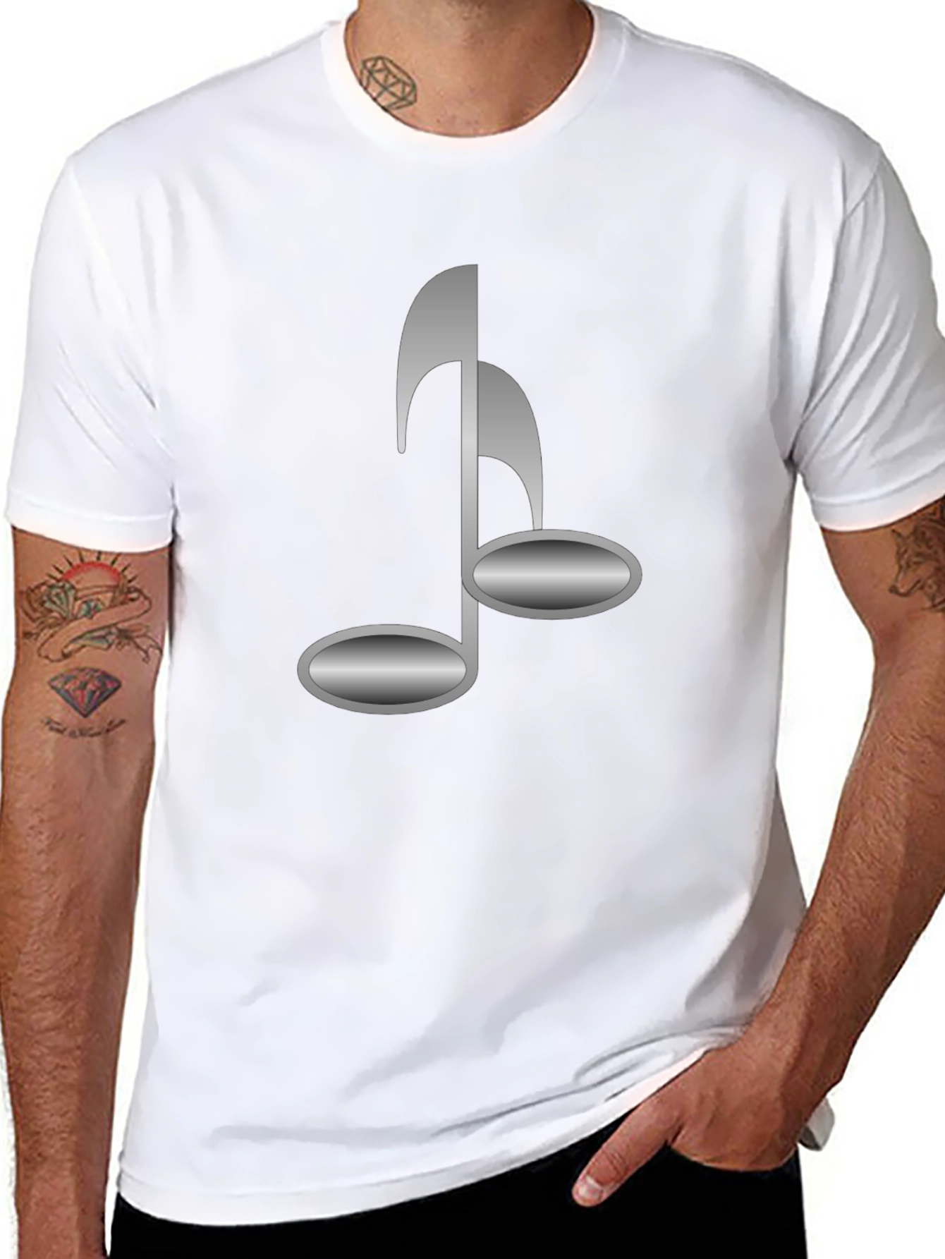 Black T-Shirt with Musical Note Design