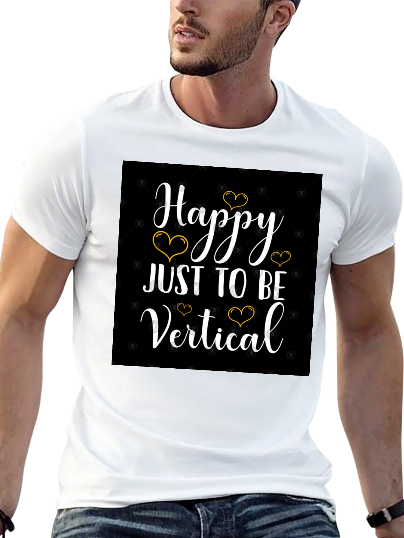 Happy Just to Be Vertical Black T-Shirt