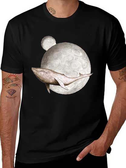 Whale Moon Graphic Tee - Mens Black T-Shirt