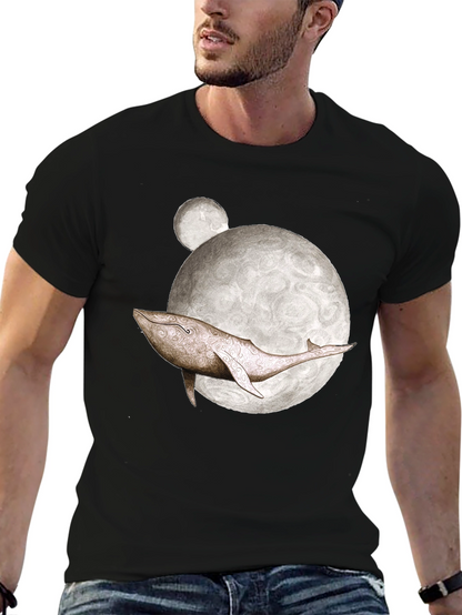 Whale Moon Graphic Tee - Mens Black T-Shirt