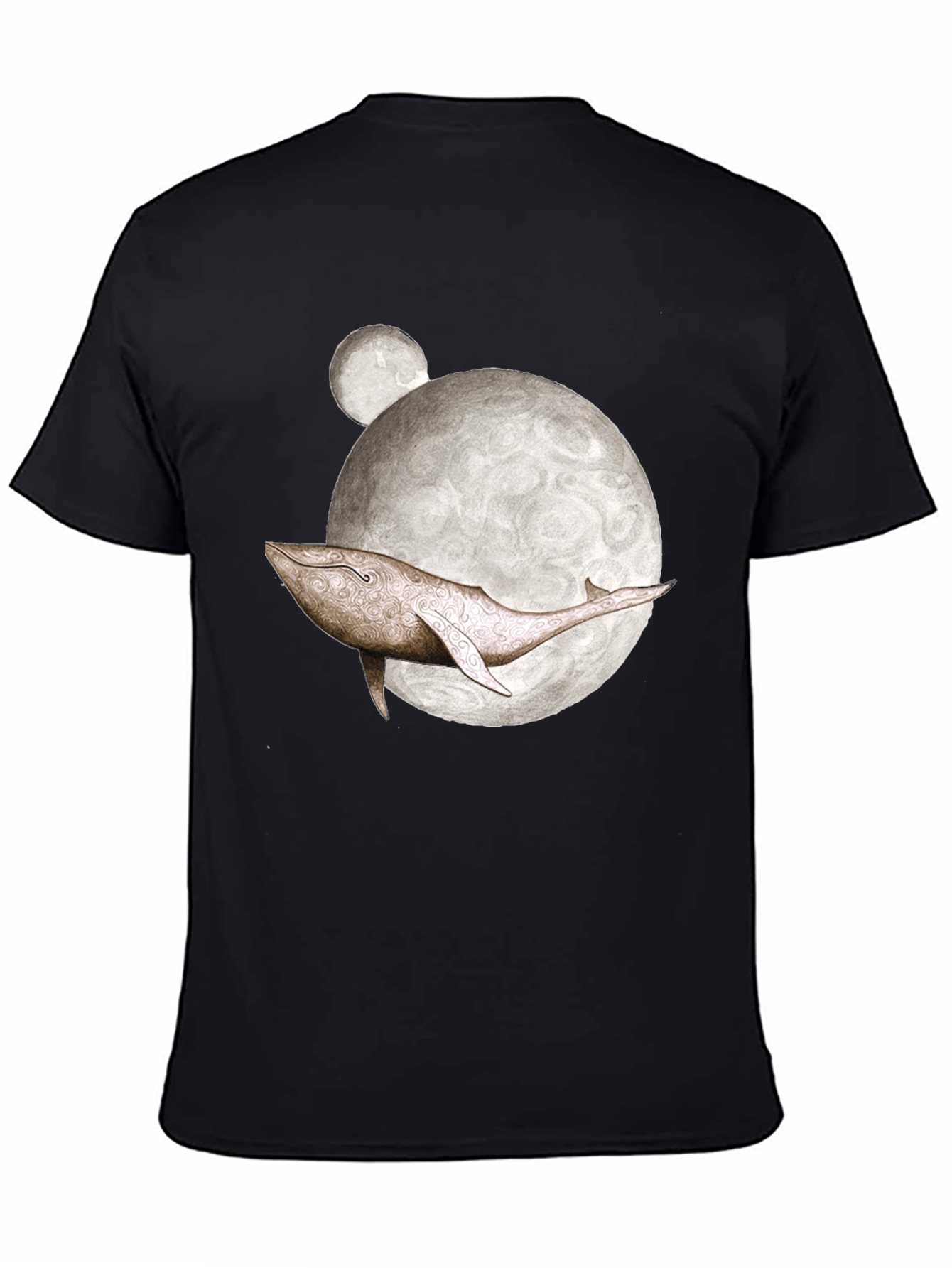 Whale Moon Graphic Tee - Mens Black T-Shirt