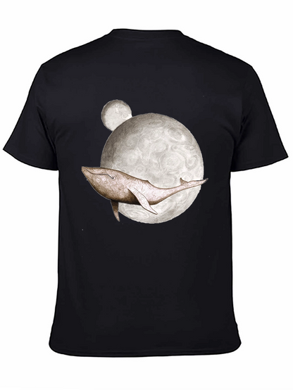 Whale Moon Graphic Tee - Mens Black T-Shirt