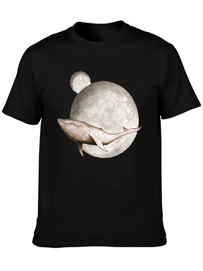 Whale Moon Graphic Tee - Mens Black T-Shirt