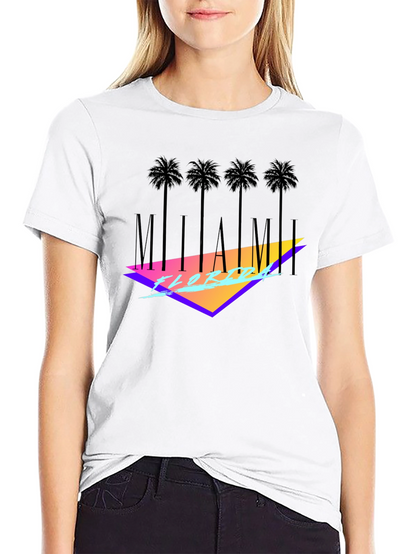 Miami Florida Black T-Shirt Palm Tree Graphic Tee