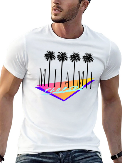 Miami Florida Black T-Shirt Palm Tree Graphic Tee