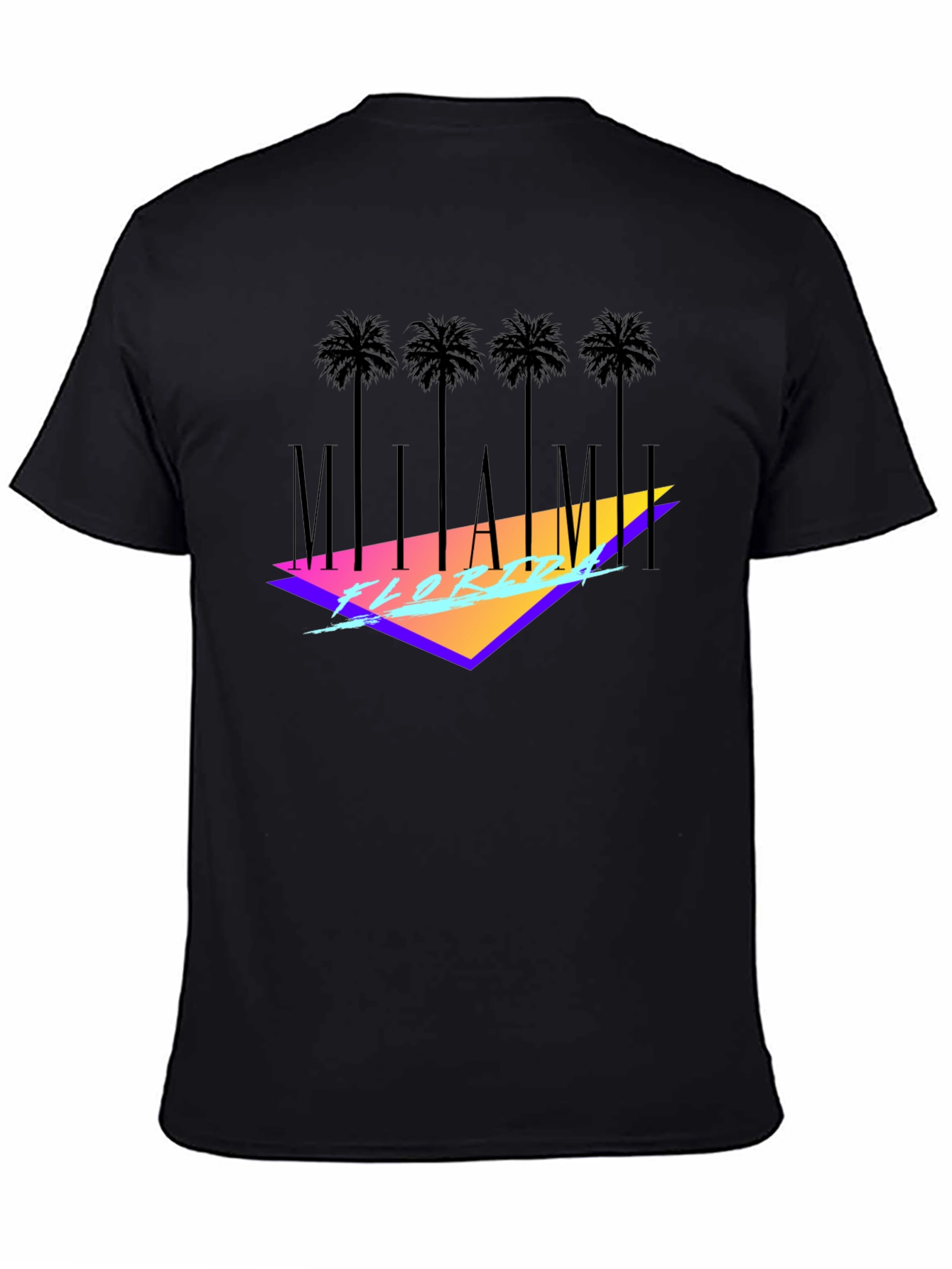 Miami Florida Black T-Shirt Palm Tree Graphic Tee