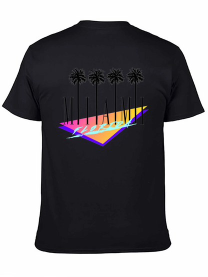 Miami Florida Black T-Shirt Palm Tree Graphic Tee