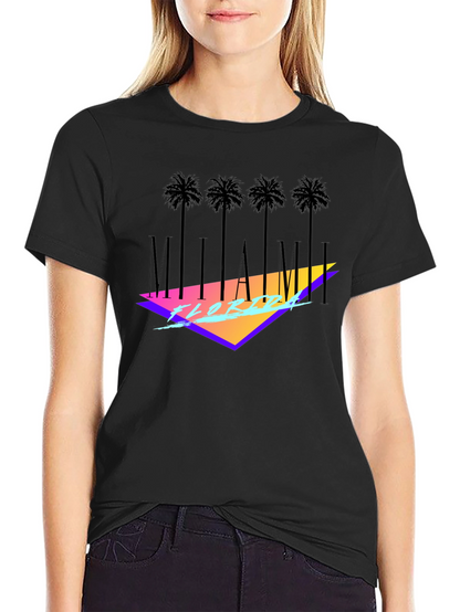 Miami Florida Black T-Shirt Palm Tree Graphic Tee