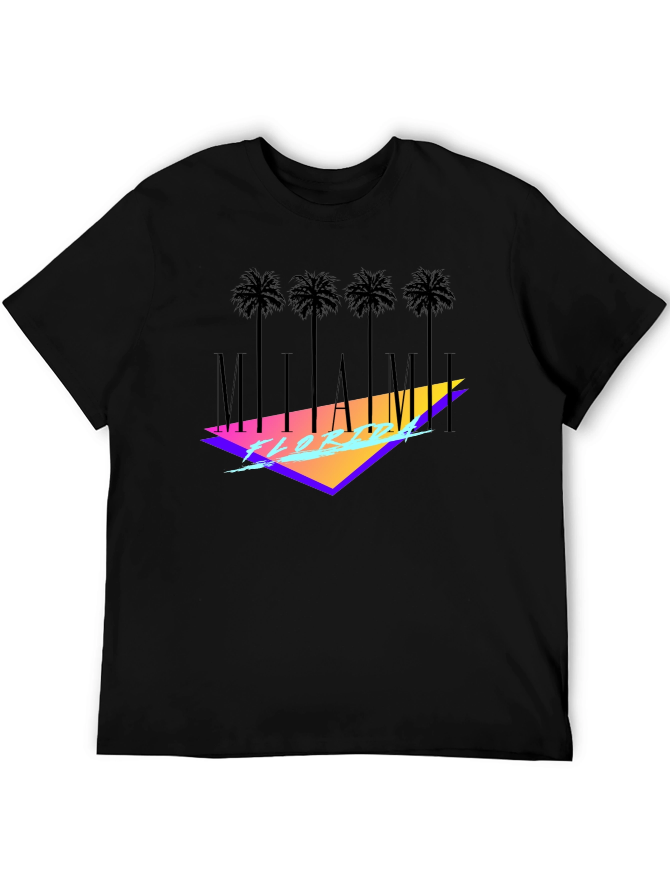 Miami Florida Black T-Shirt Palm Tree Graphic Tee