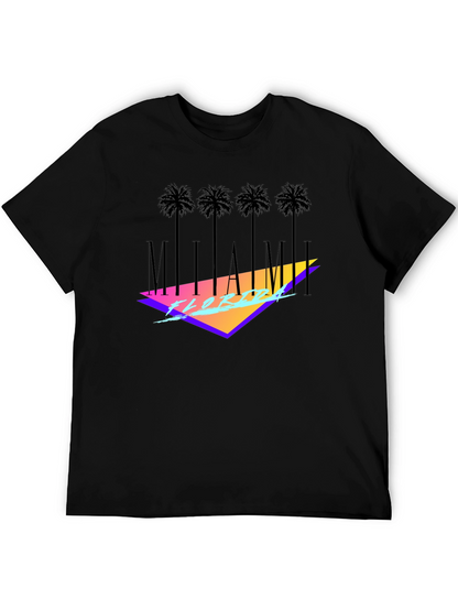 Miami Florida Black T-Shirt Palm Tree Graphic Tee