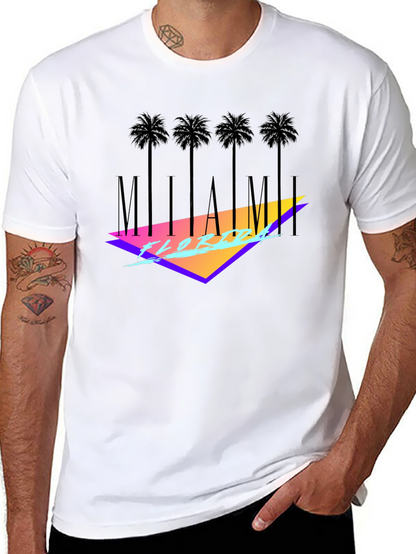Miami Florida Black T-Shirt Palm Tree Graphic Tee