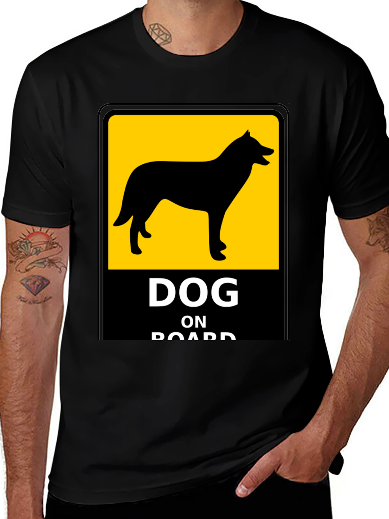 Dog On Board Black T-Shirt