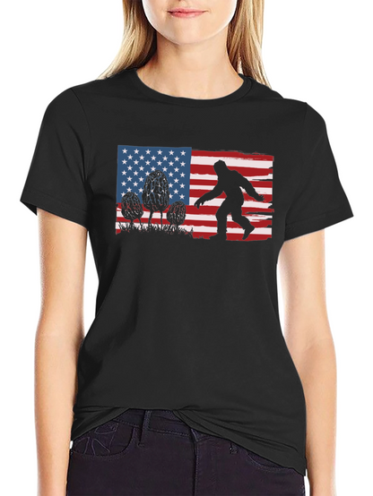 Bigfoot American Flag Graphic T-Shirt
