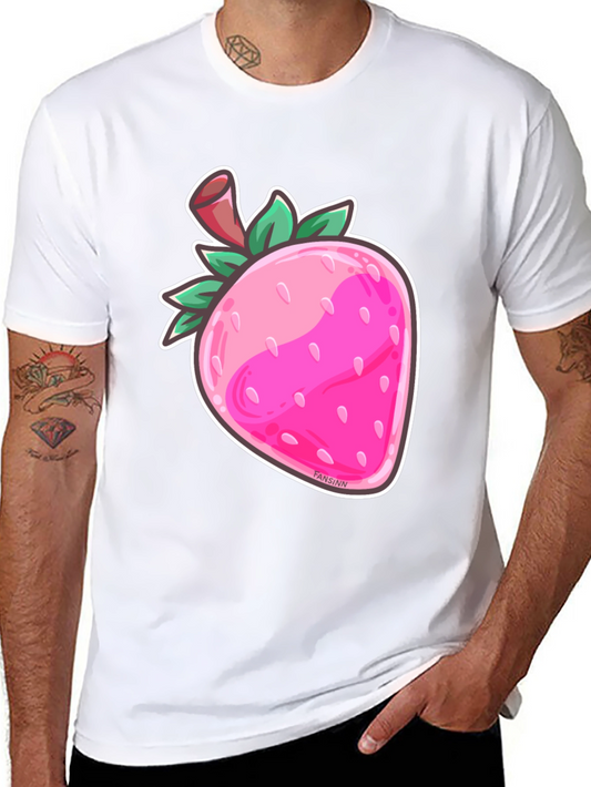 Strawberry Graphic Print Black T-Shirt