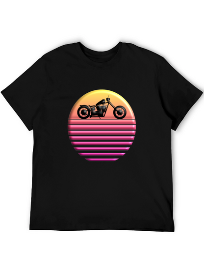 Retro Sunset Motorcycle Graphic T-Shirt
