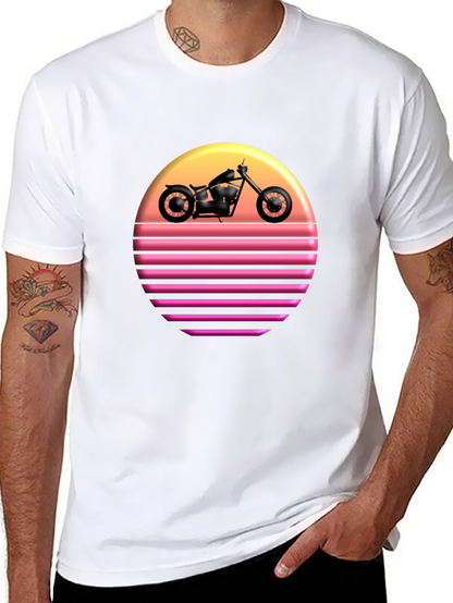 Retro Sunset Motorcycle Graphic T-Shirt
