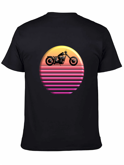 Retro Sunset Motorcycle Graphic T-Shirt