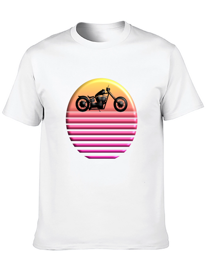 Retro Sunset Motorcycle Graphic T-Shirt