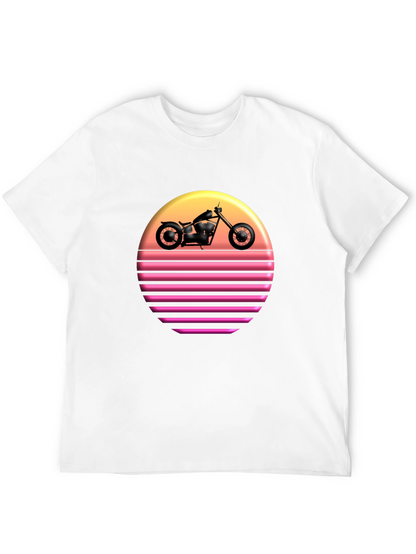 Retro Sunset Motorcycle Graphic T-Shirt