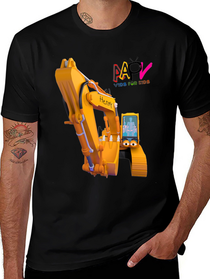 Cartoon Excavator T-Shirt - Kids Animated Digger Tee
