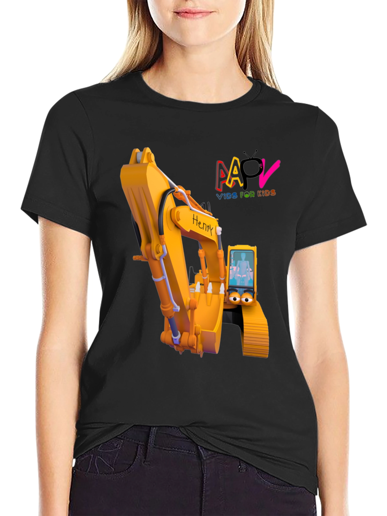 Cartoon Excavator T-Shirt - Kids Animated Digger Tee
