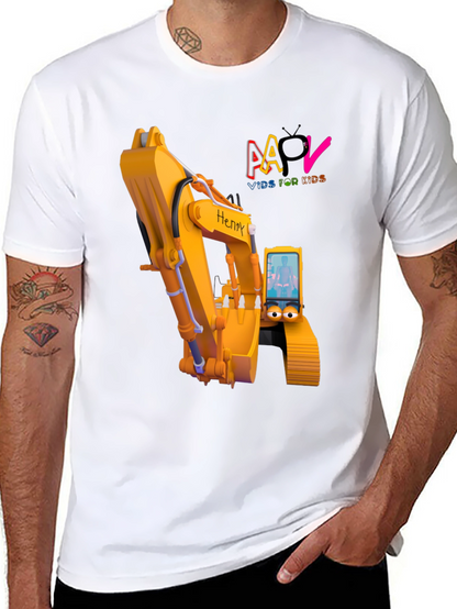 Cartoon Excavator T-Shirt - Kids Animated Digger Tee