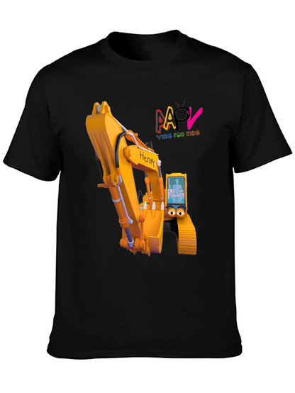 Cartoon Excavator T-Shirt - Kids Animated Digger Tee