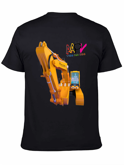 Cartoon Excavator T-Shirt - Kids Animated Digger Tee