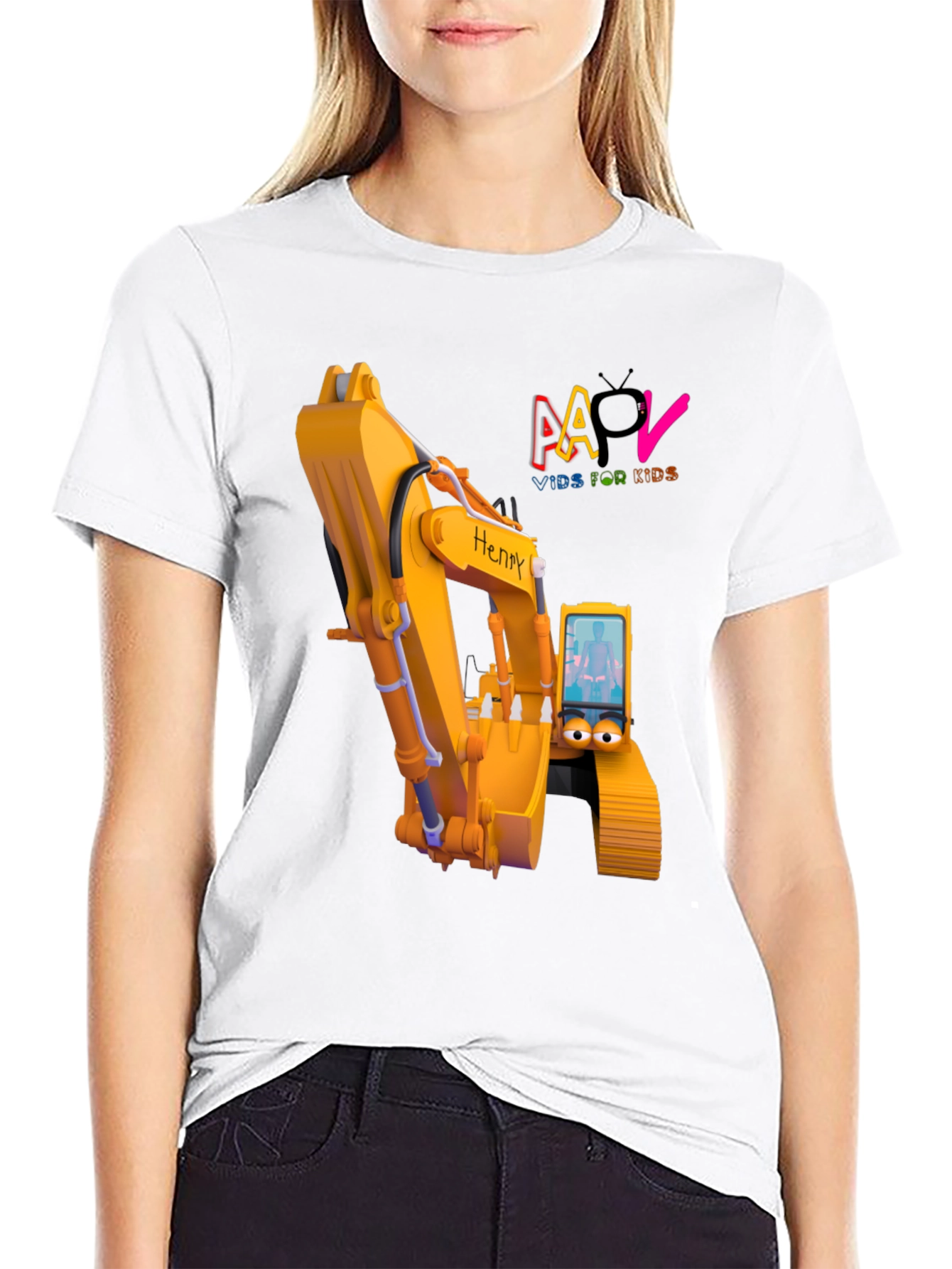 Cartoon Excavator T-Shirt - Kids Animated Digger Tee