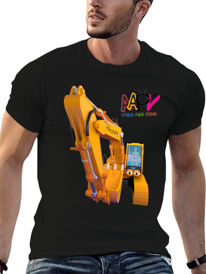Cartoon Excavator T-Shirt - Kids Animated Digger Tee