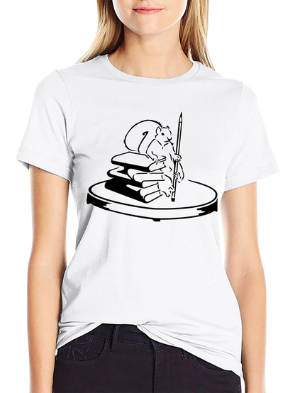 Squirrel & Books Graphic Tee - Unique Design