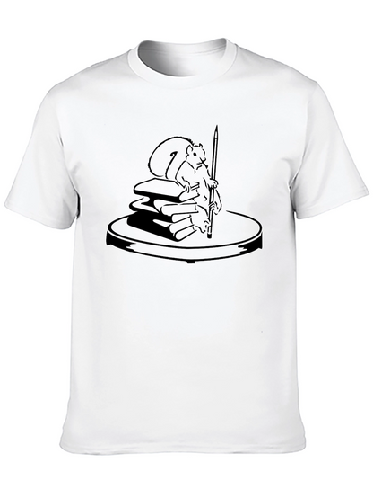 Squirrel & Books Graphic Tee - Unique Design