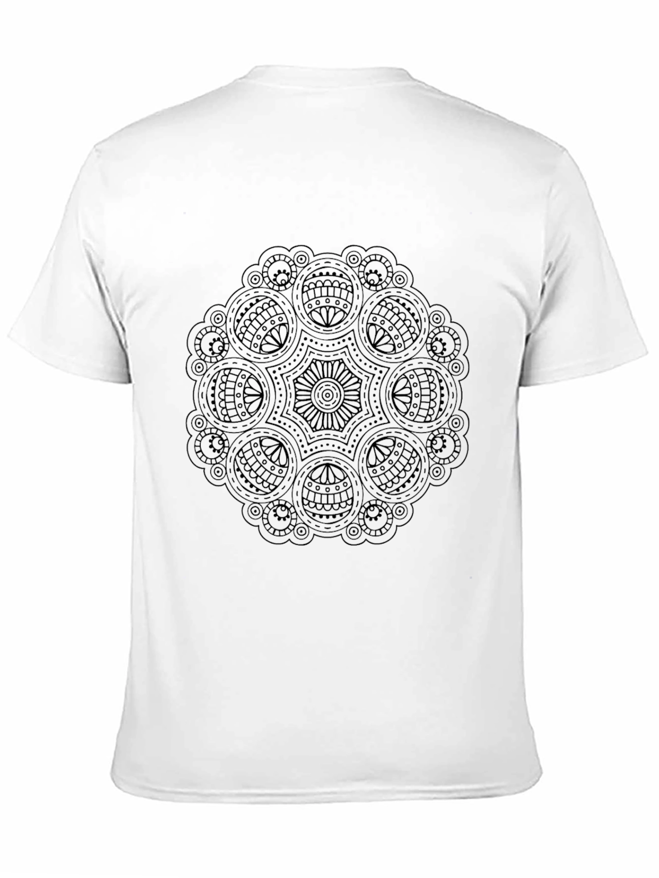Black Mandala Print Crew Neck T-Shirt