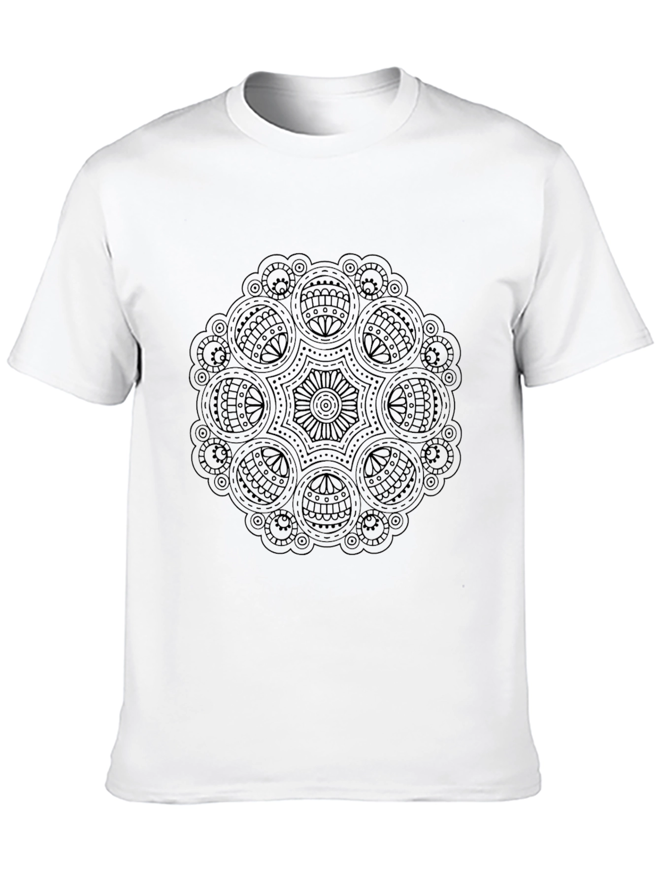 Black Mandala Print Crew Neck T-Shirt