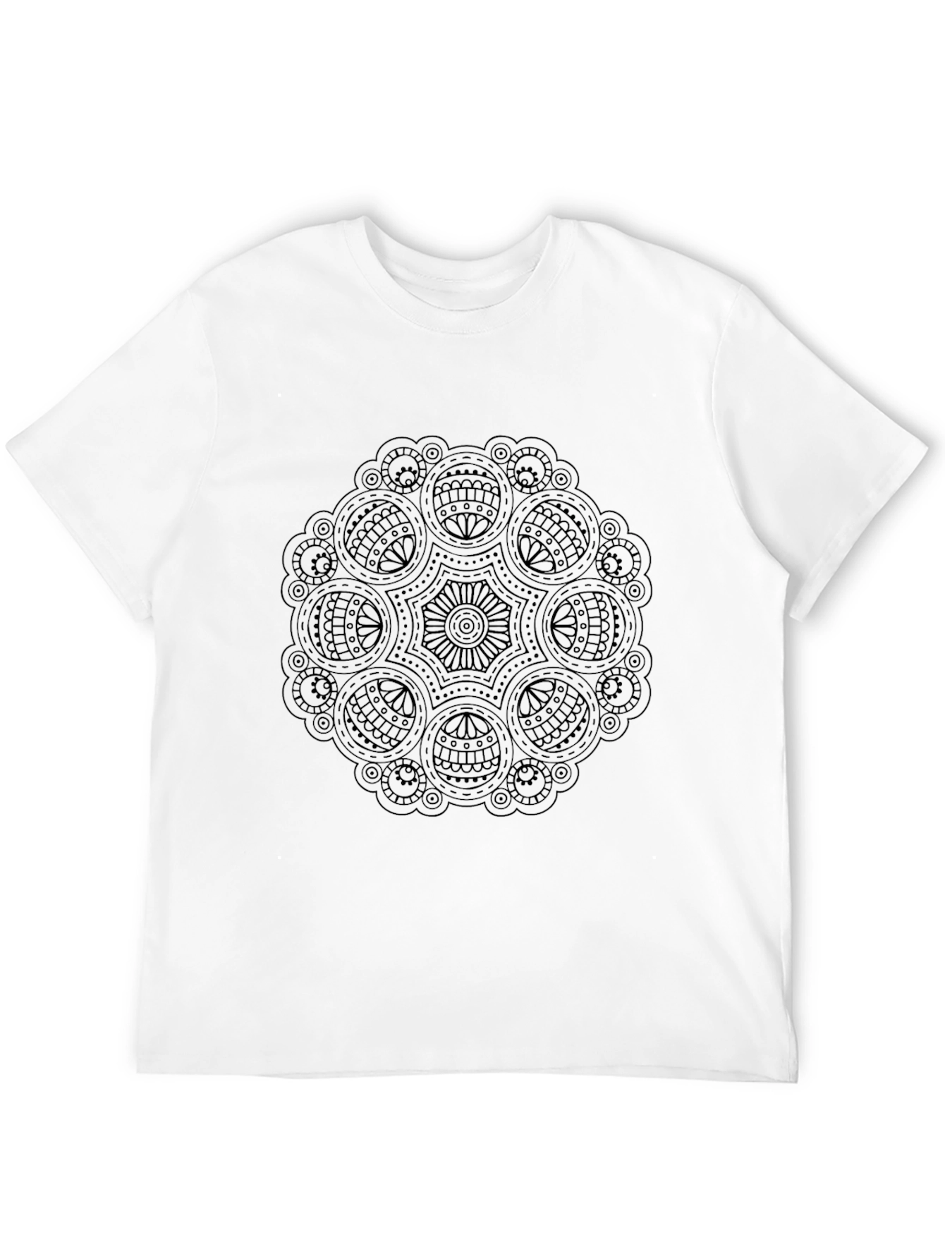 Black Mandala Print Crew Neck T-Shirt
