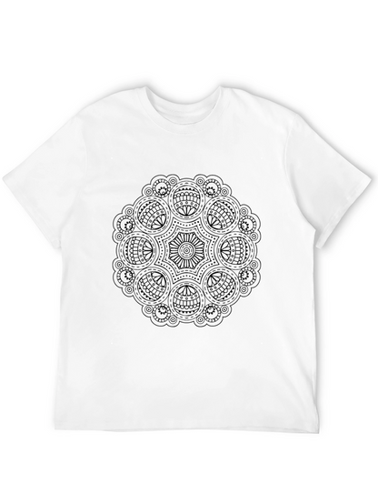 Black Mandala Print Crew Neck T-Shirt