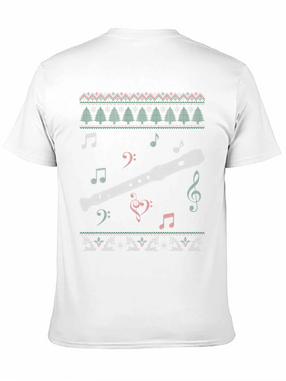 Christmas Flute Ugly Sweater Style T-Shirt