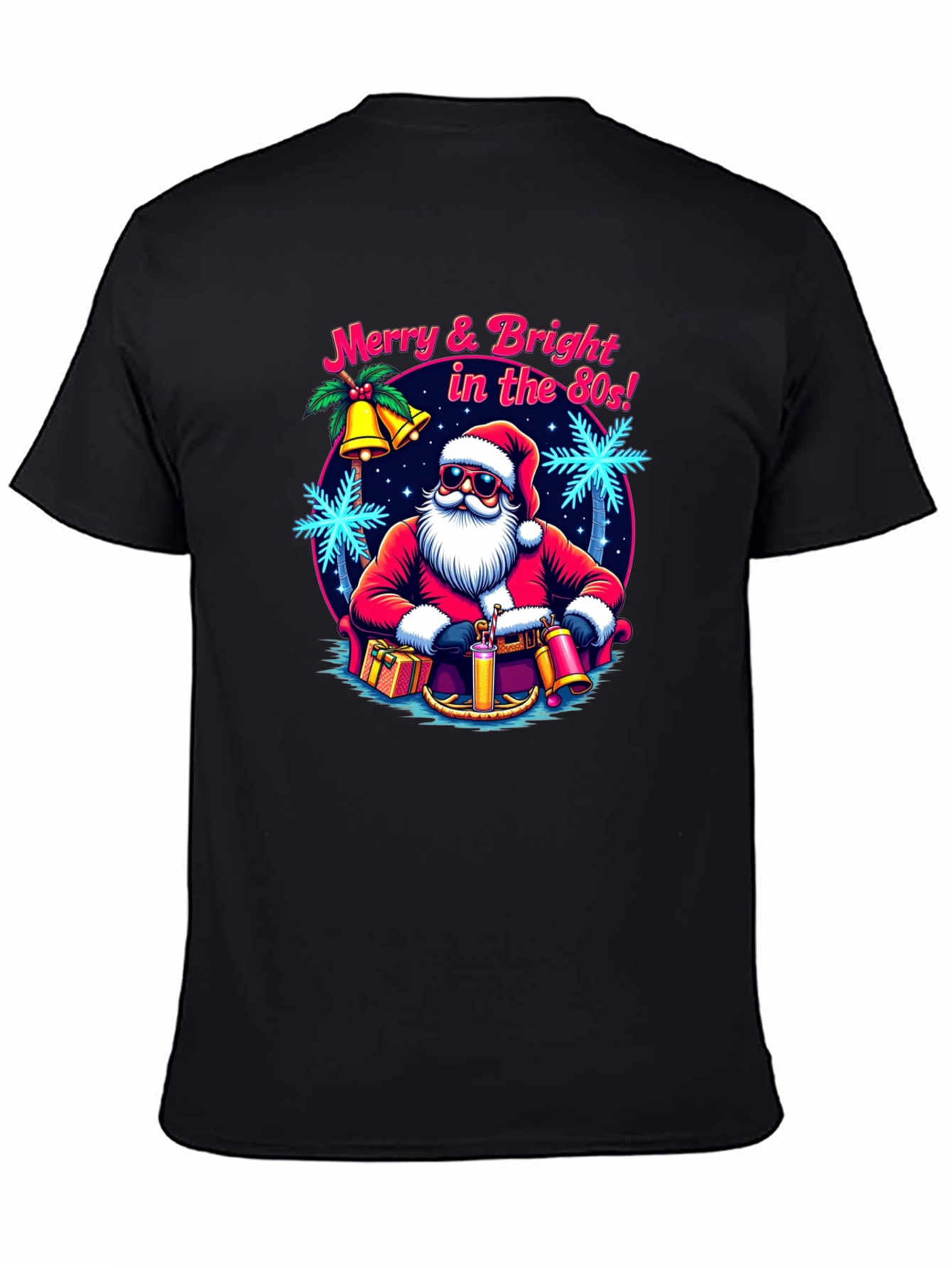Merry & Bright Retro Santa Graphic T-Shirt