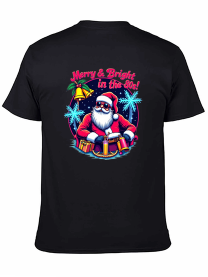 Merry & Bright Retro Santa Graphic T-Shirt