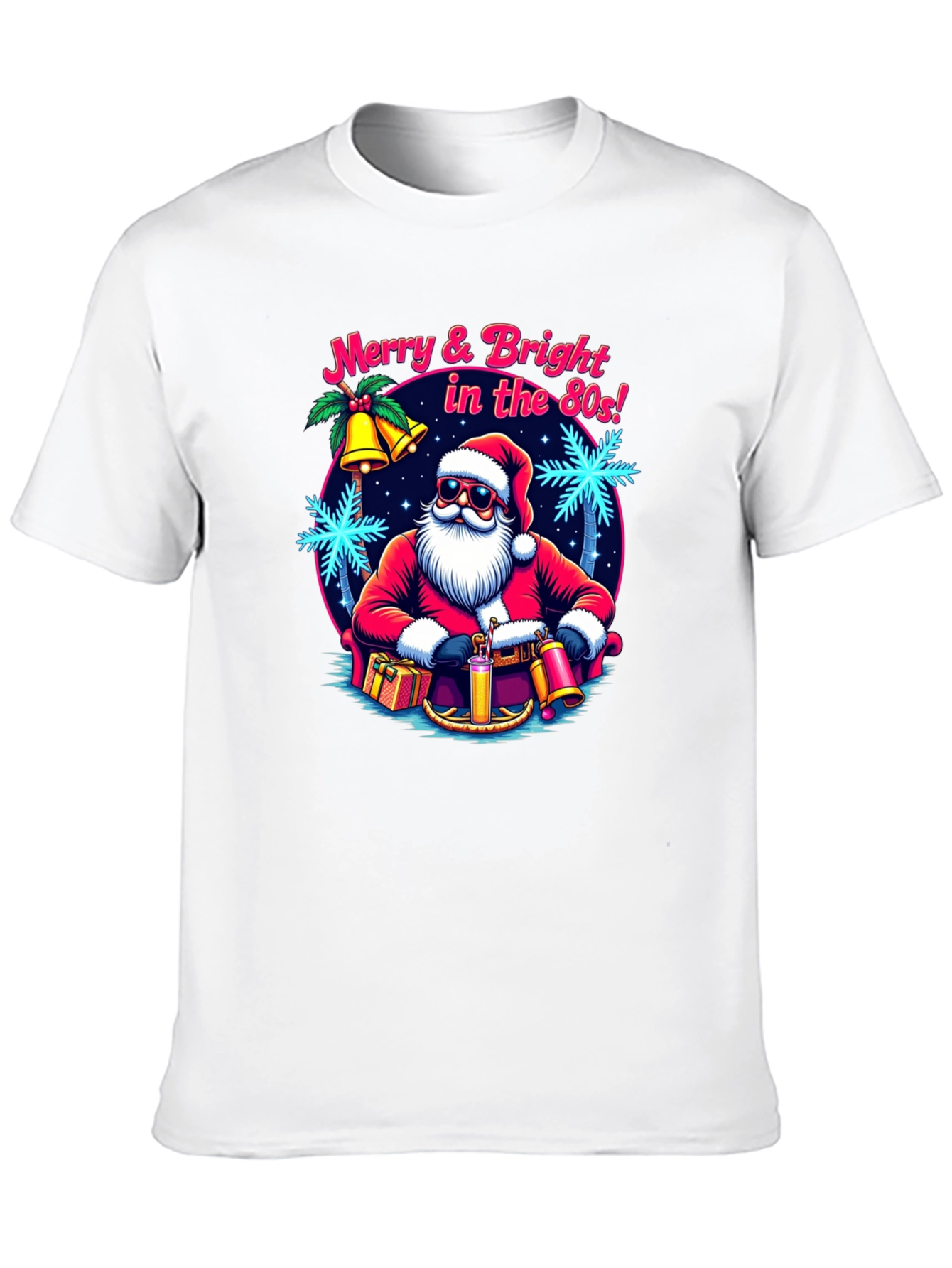 Merry & Bright Retro Santa Graphic T-Shirt