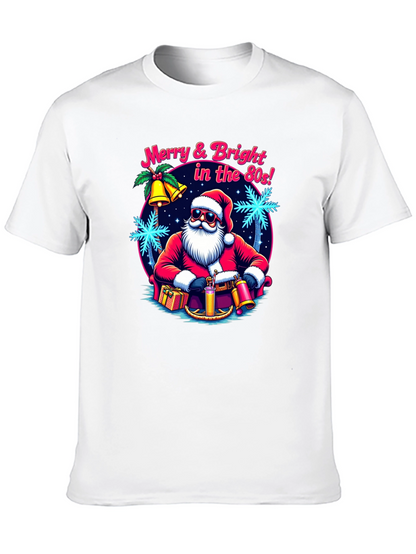 Merry & Bright Retro Santa Graphic T-Shirt