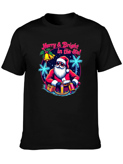 Merry & Bright Retro Santa Graphic T-Shirt