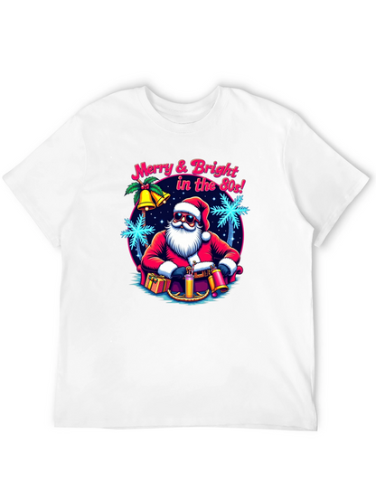 Merry & Bright Retro Santa Graphic T-Shirt
