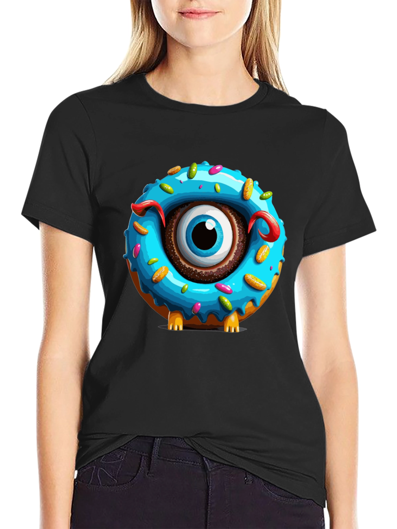 Donut Monster Graphic T-Shirt - Unique Eye-Catching Design
