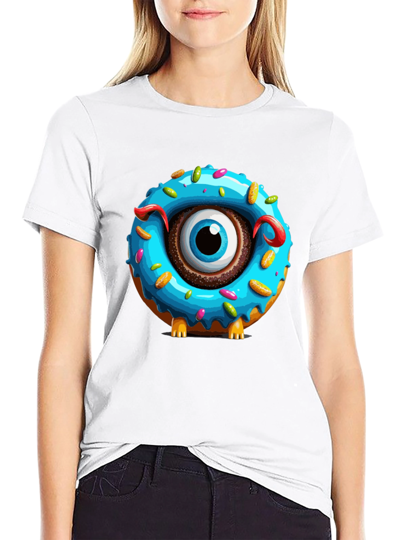 Donut Monster Graphic T-Shirt - Unique Eye-Catching Design