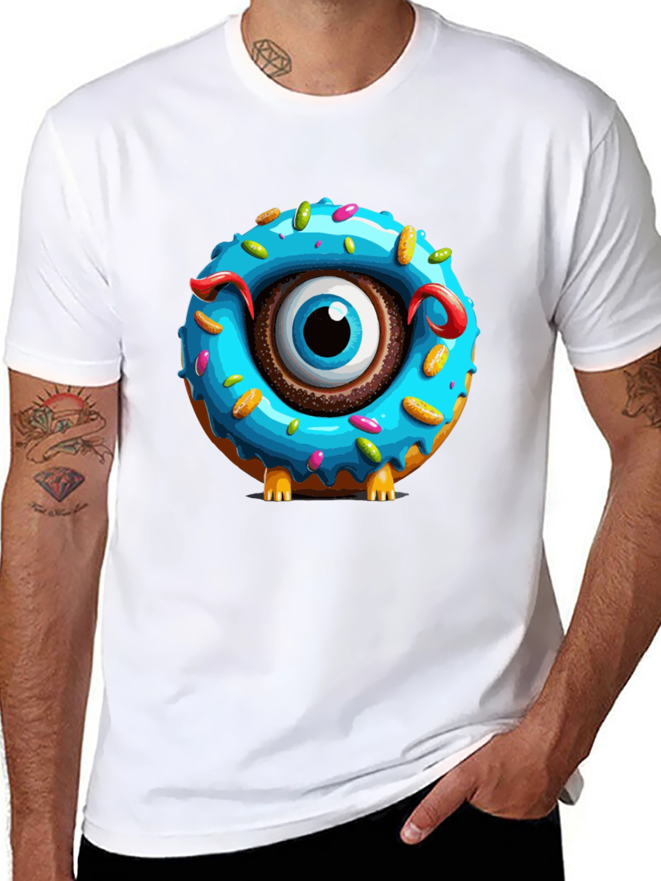 Donut Monster Graphic T-Shirt - Unique Eye-Catching Design