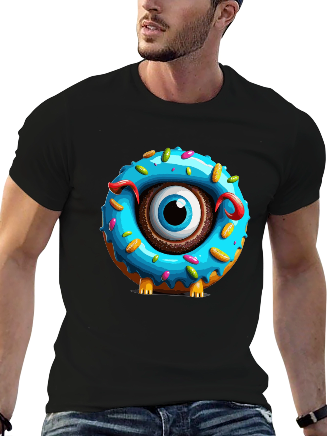 Donut Monster Graphic T-Shirt - Unique Eye-Catching Design