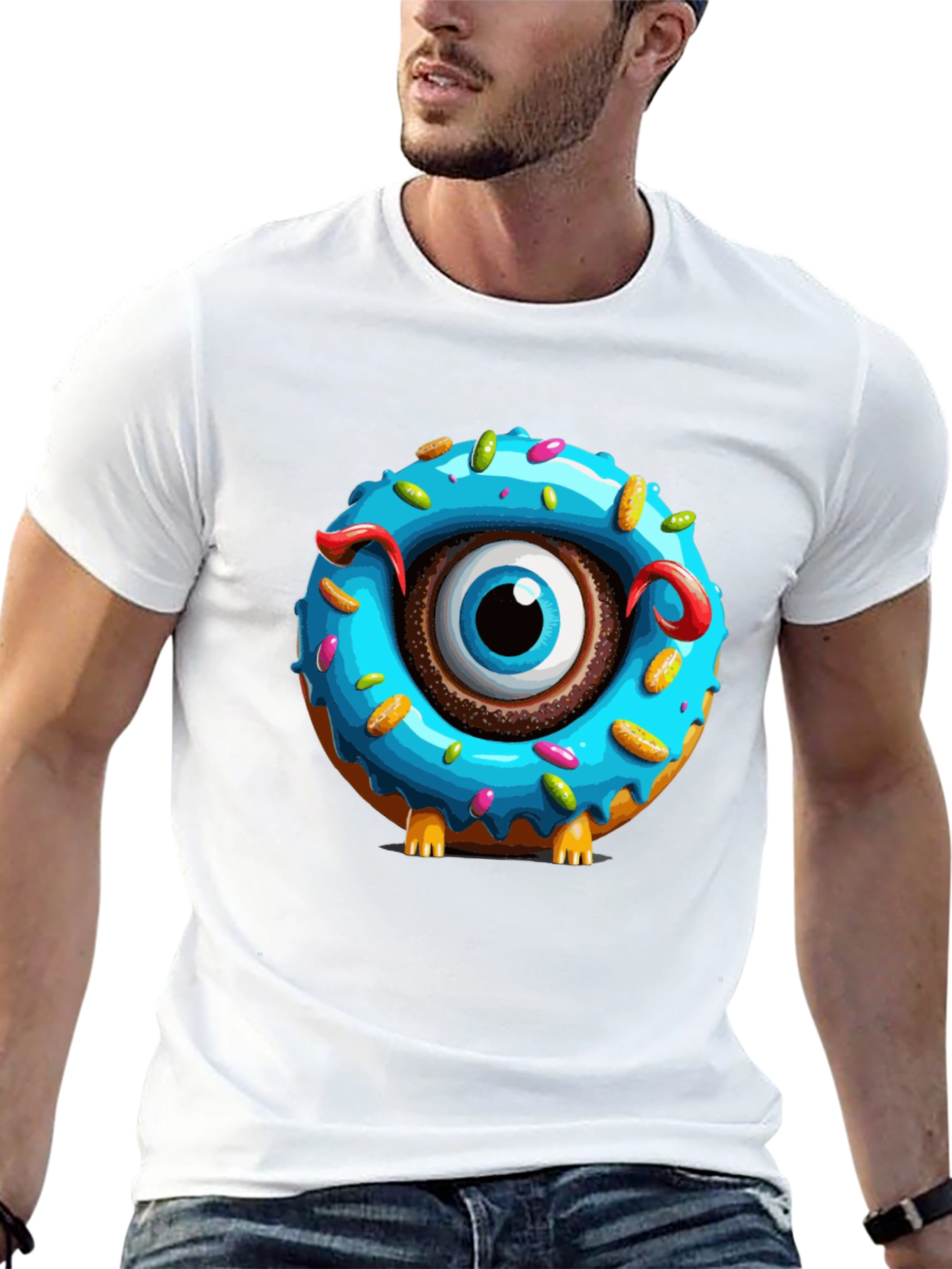Donut Monster Graphic T-Shirt - Unique Eye-Catching Design