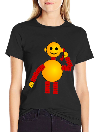 Whimsical Robot Graphic Tee - Black