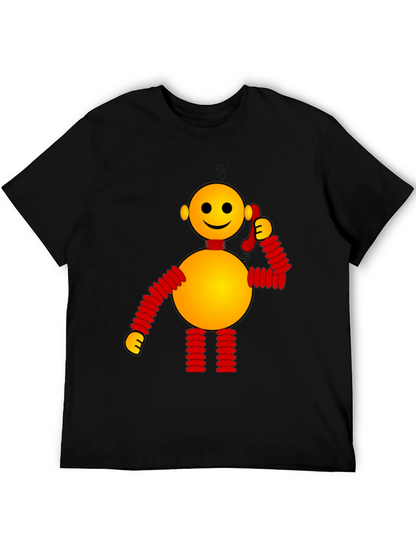 Whimsical Robot Graphic Tee - Black